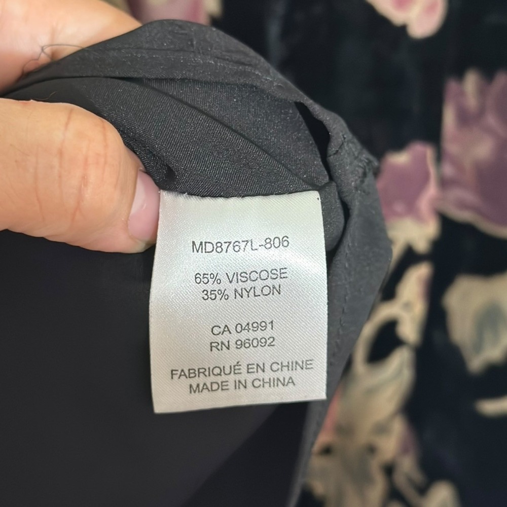 Massimo Fabbro Italy Black Velvet Shift Dress Floral Burnout Dark Fairy Size 4 - Picture 6 of 7